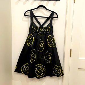 INC black and yellow baby doll dress. Size 2